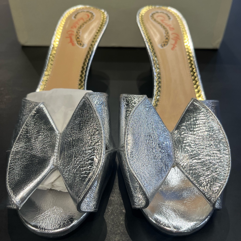 Charlotte Olympia Silver Women's Slide Heel Sandals (14)